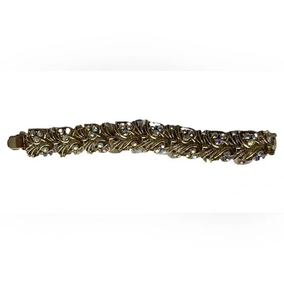 Coro Vintage Jewelry Gold Bracelet with Crystal Details